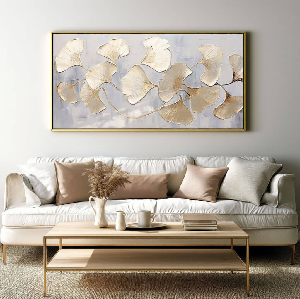 Golden Drift - Modern Botanical Textured Canvas Painting