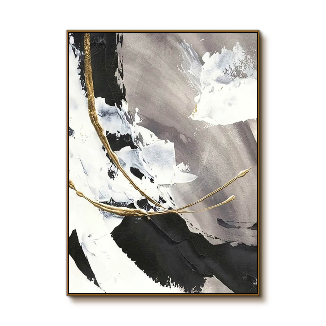 Gilded Motion - Black and Gold Abstract Canvas Wall Art