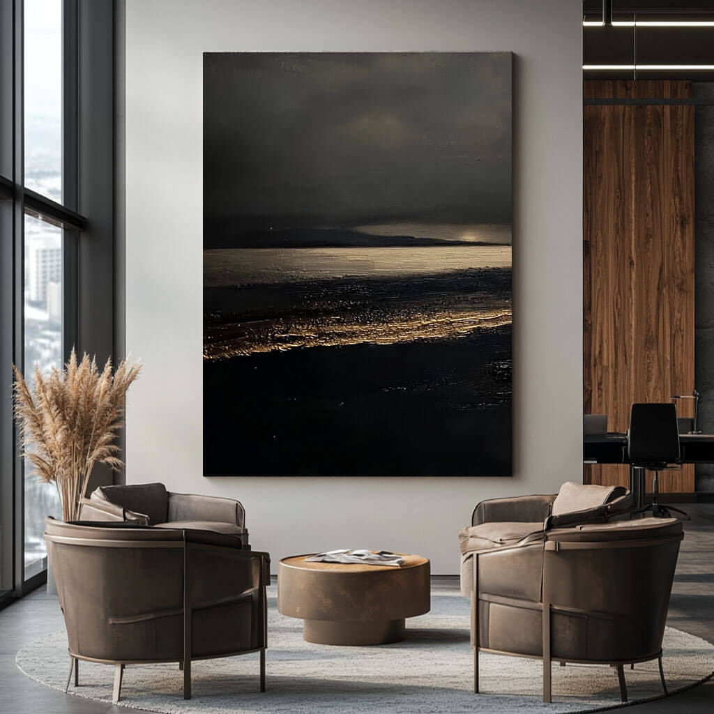 Nocturne in Black and Gold - Abstract Minimalist Wall Art