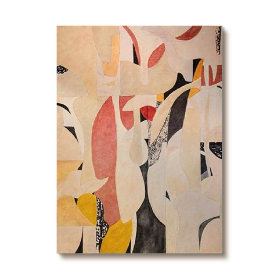 Interwoven Fragments - Neutral Geometric Canvas Wall Art