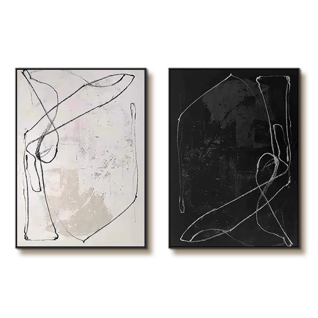 Alternate - Modern Minimalist Abstract Art Painting Set of 2