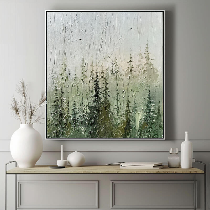 Quiet Nature I - Large Green Abstract Canvas Art
