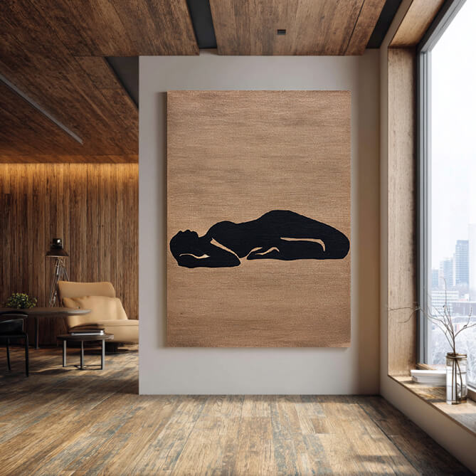 Contours of Serenity - Large Wabi Sabi Minimalist Black Silhouette Wall Art