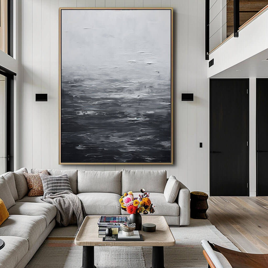 Stay - Black and White Abstract Wall Art