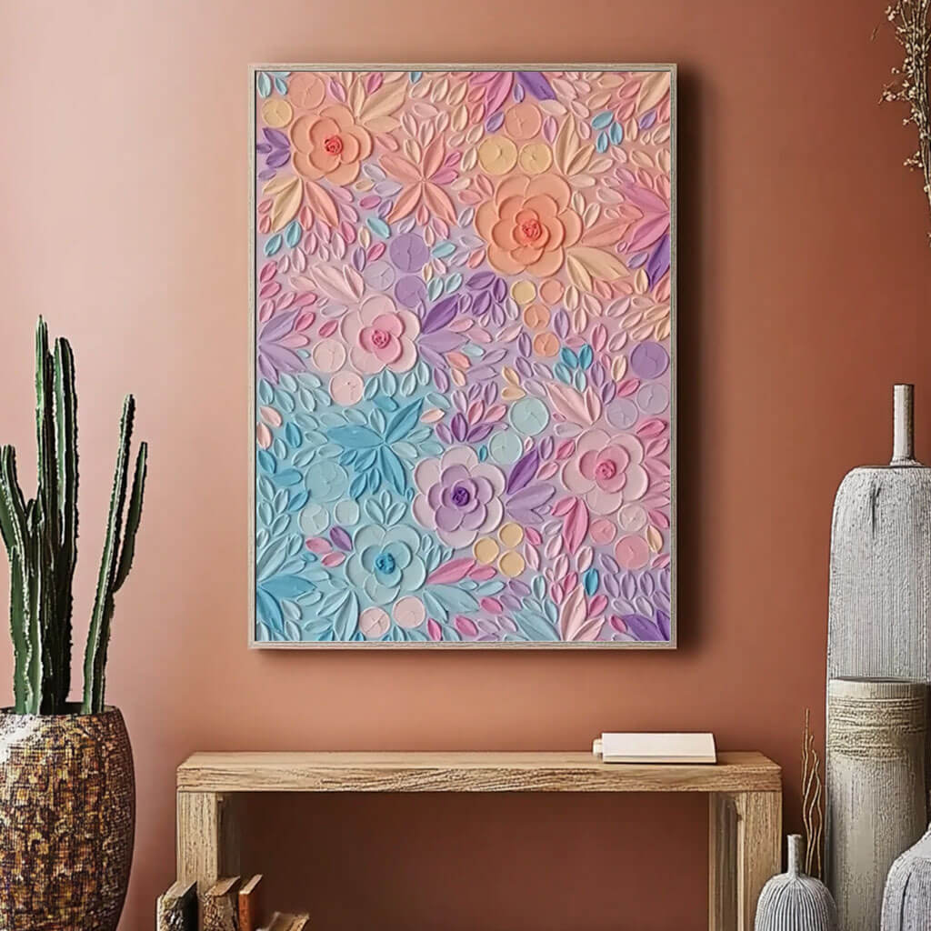 Variety of Flowers - Colorful Textured Abstract Art Painting