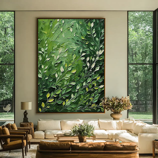 Emerald Symphony - Large Modern Impasto Forest Wall Art