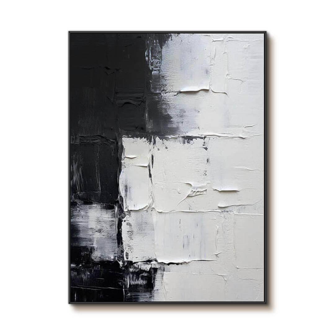 Noir Et Blanc - White and Black Texture Abstract Art