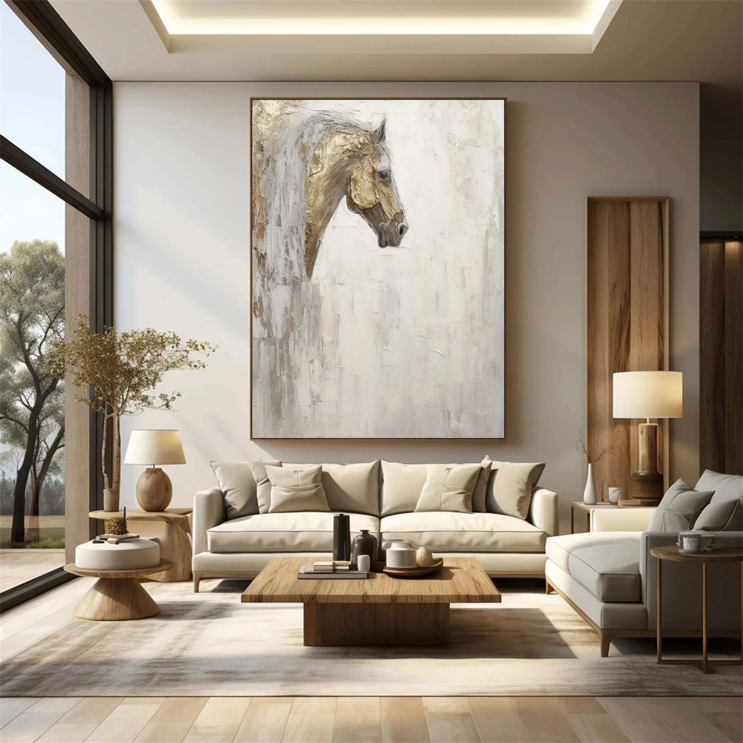 Ethereal Stallion - Textured Horse Head Canvas Painting