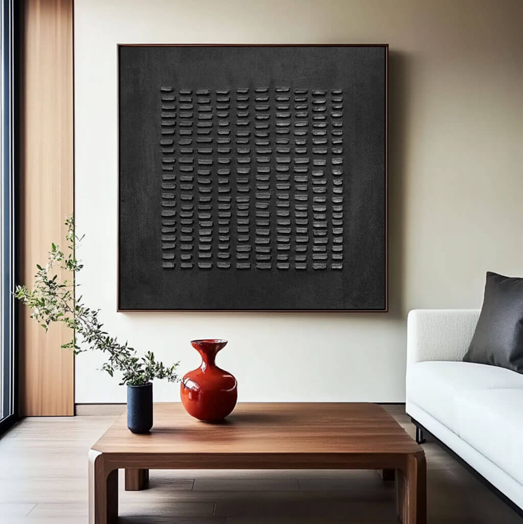 Focusing - Black Abstract Wall Art Painting