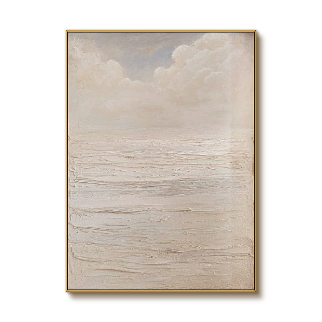 The White Sea - Modern Impasto Cream Abstract Wave Texture Wall Art