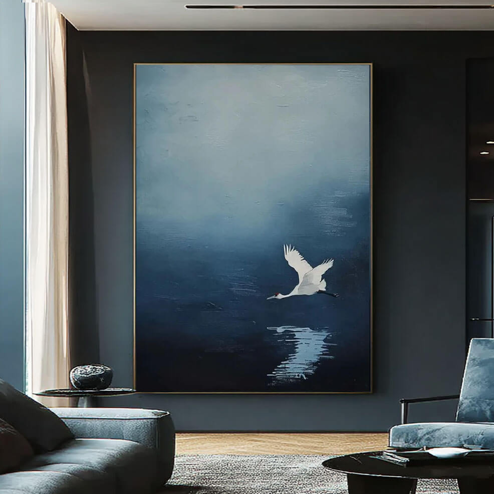 Feather and Mirror - Modern Abstract Blue Wall Art