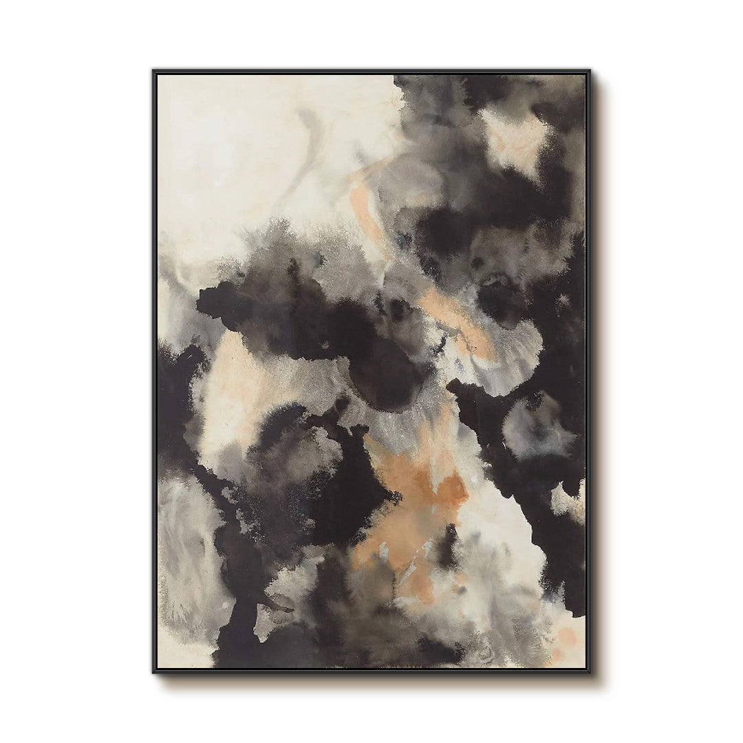 Ink Flowing Clouds - Modern Minimalist Earth Tone Abstract Wall Art
