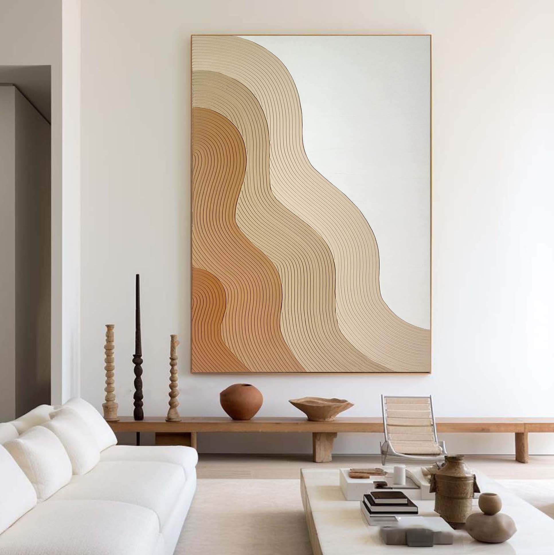 Terra Sway - Brown Minimalist Abstract Canvas Art Painting