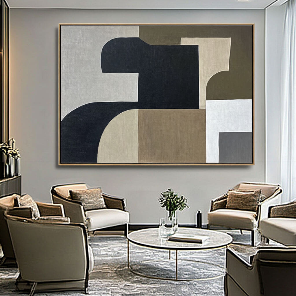 Neutral Geometry I - Large Abstract Art Painting