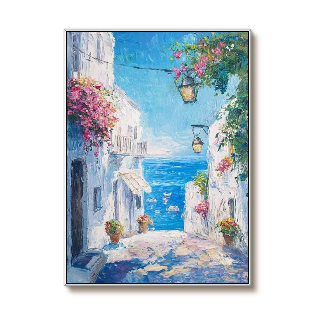 Seaside Way - Seascape and Floral Canvas Art