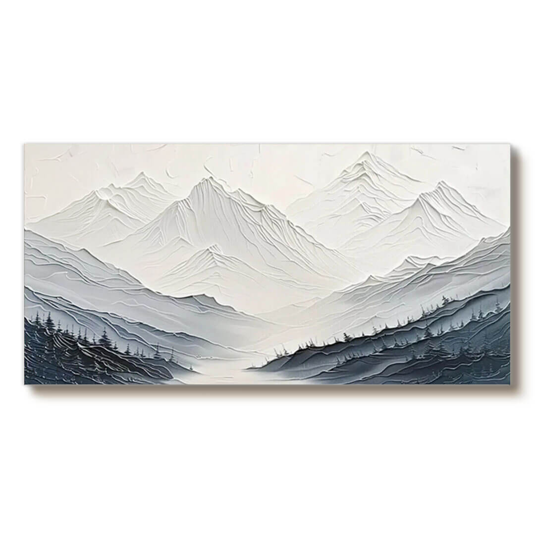 Beneath Still Peaks - Textured Mountain Landscape Painting