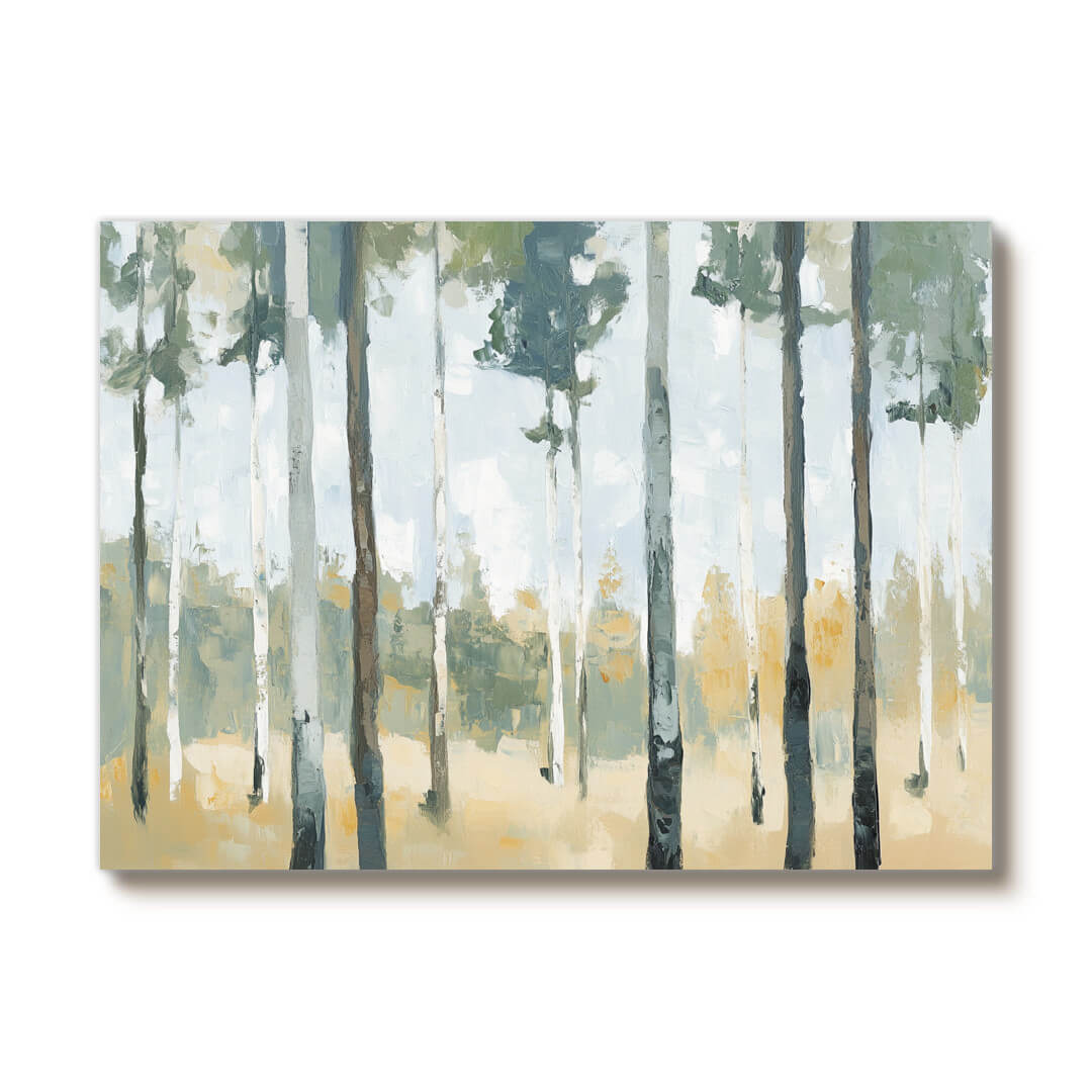 The Birchwood Path - Abstract Forest Landscape Painting