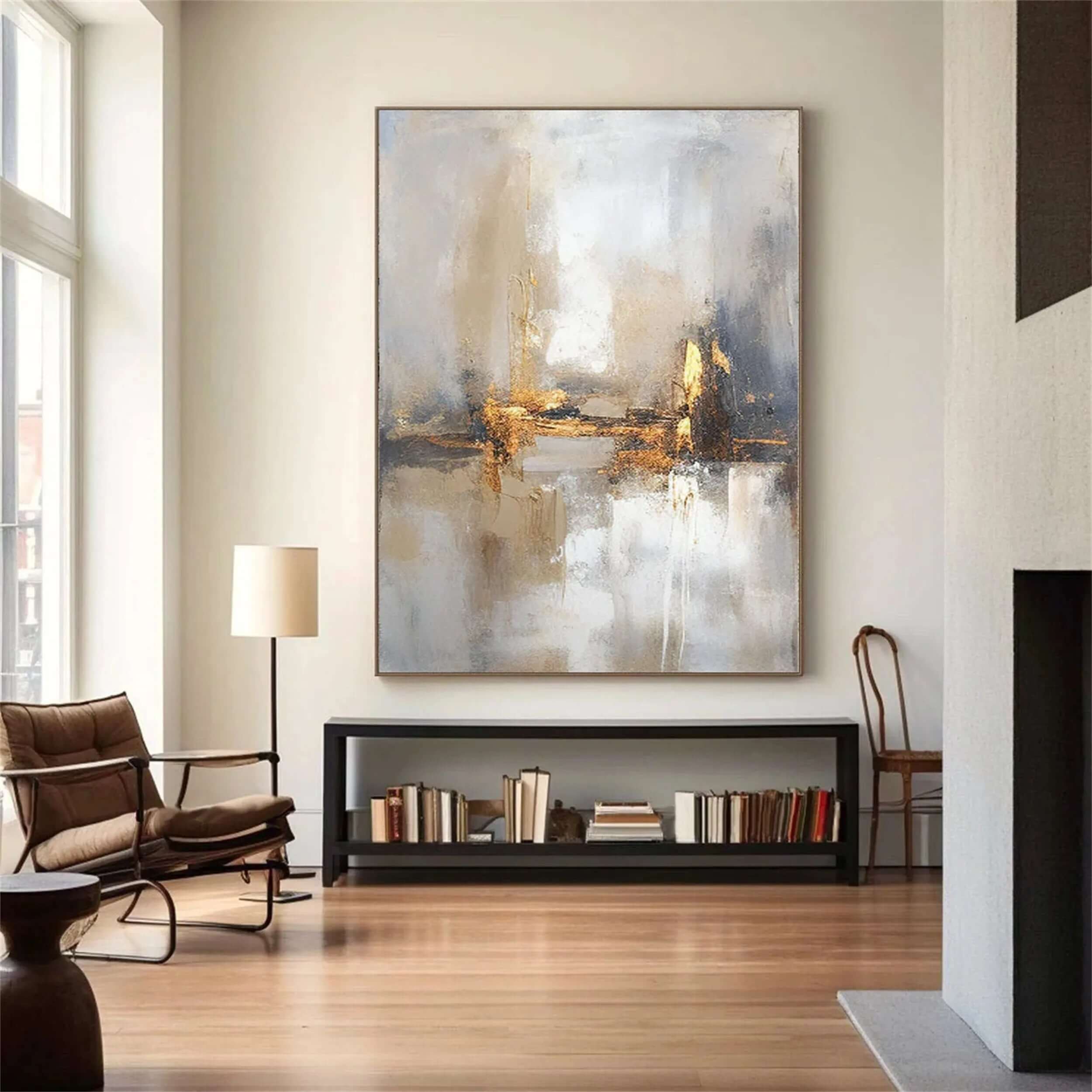 Twilight Core - Abstract Gold and Grey Wall Art