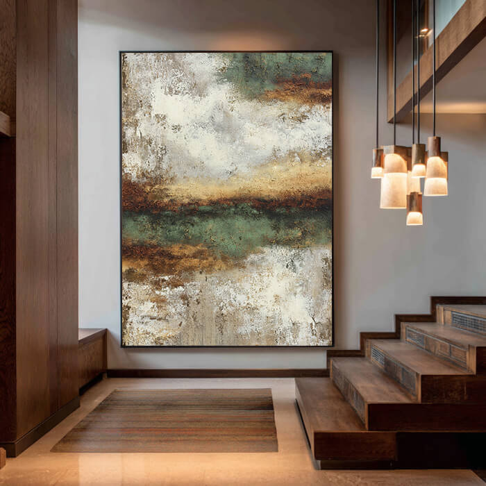 Misty Forest Plains - Large Earthy Tone Impasto Texture Wall Art
