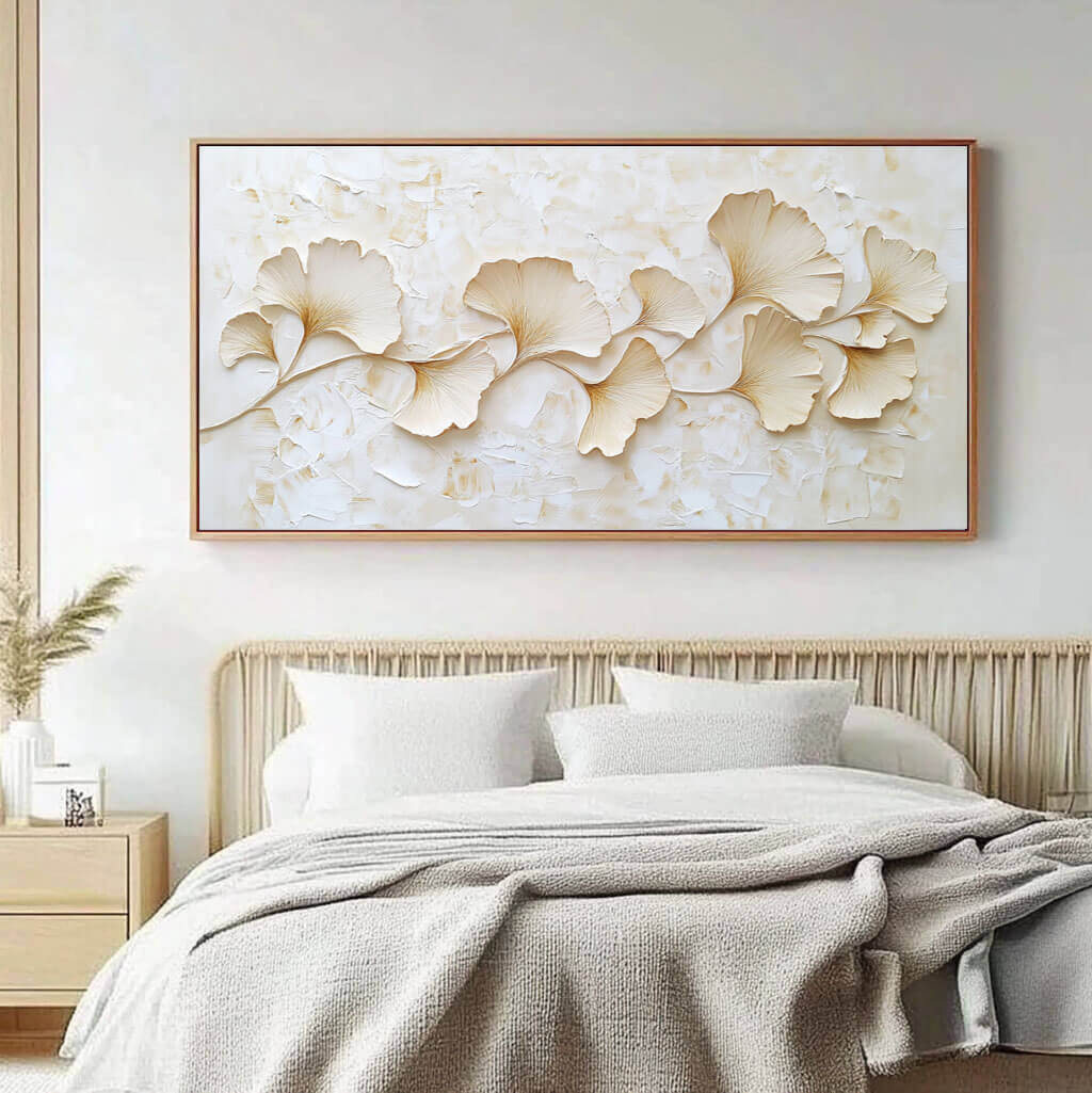 Golden Drift I - Modern Botanical Textured Canvas Painting