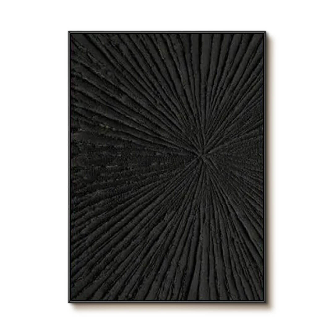Rays - Black Textured Abstract Art Painting