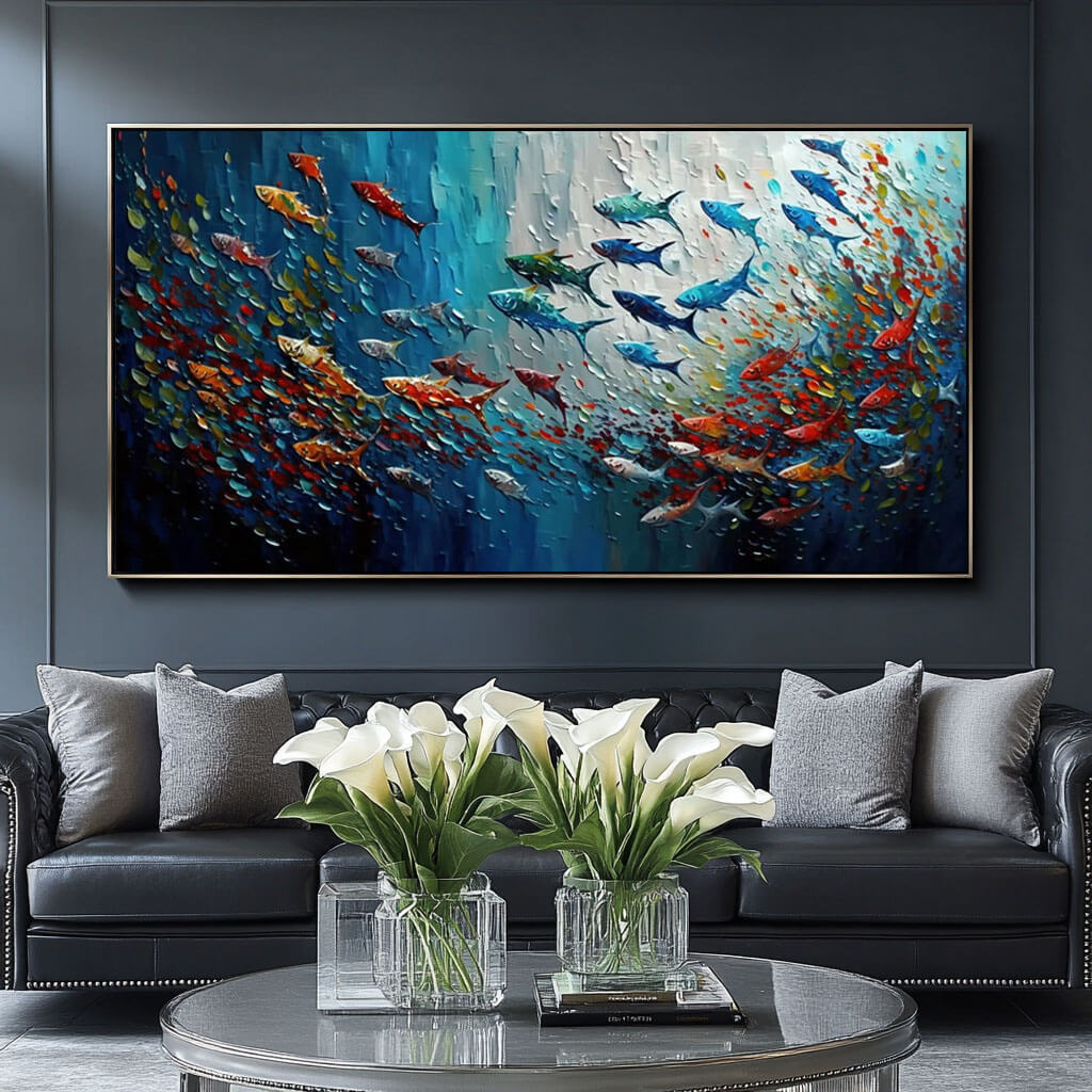 Colorful Fish - Large Abstract Wall Art Painting