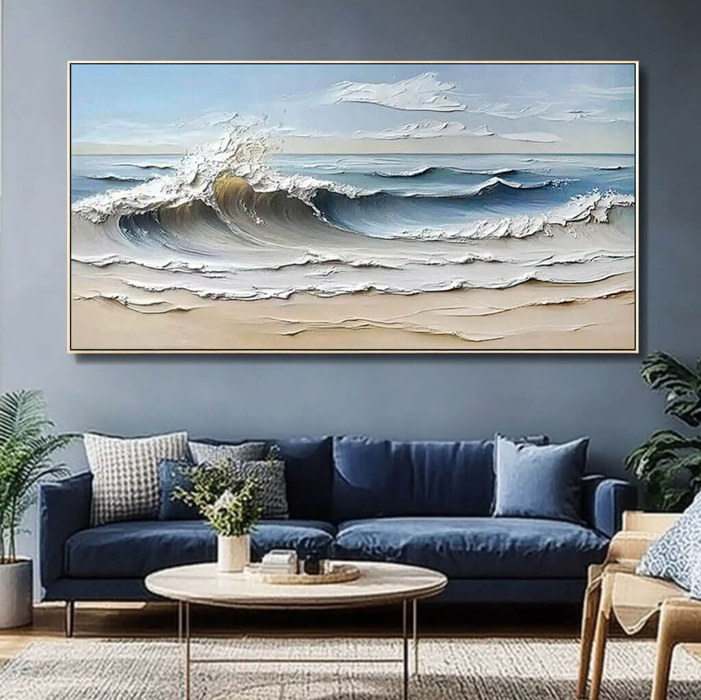 Waves are Coming I - Textured Abstract Canvas Art Painting