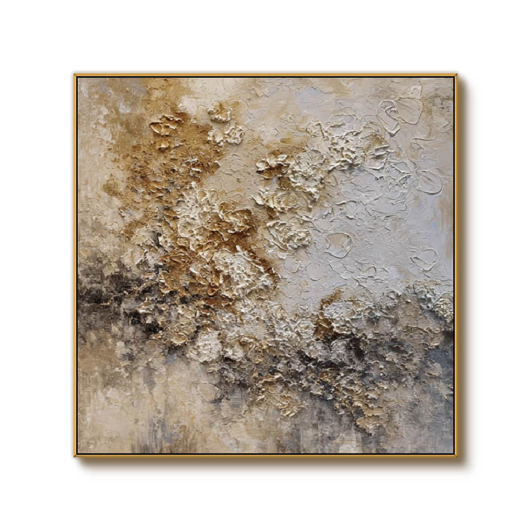 Gilded Erosion - Gold Tones Wabi Sabi Abstract Impasto Wall Art