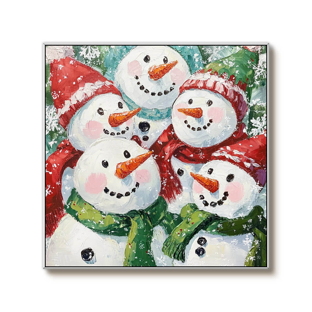 Five Snowmen - Original Acrylic Art Painting