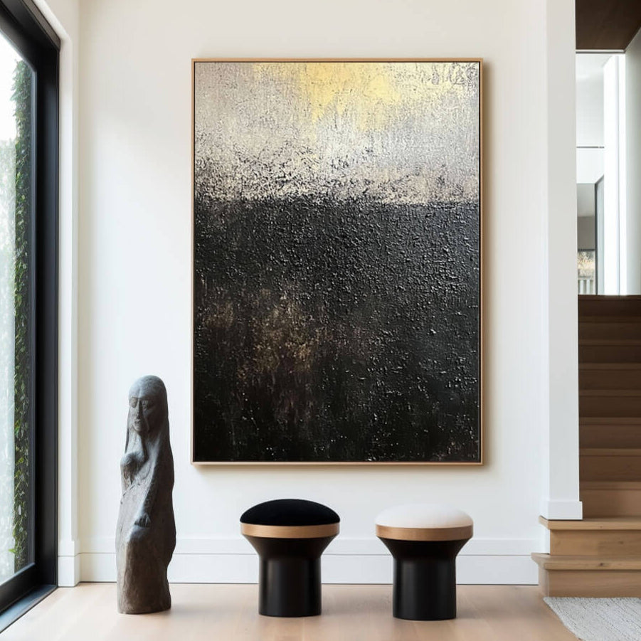 Luminescence - Original Black and White Abstract Canvas Art