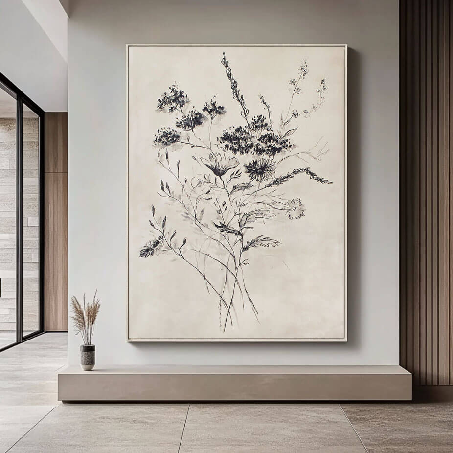 Floral Inference - Minimalist Floral Art Painting on Canvas