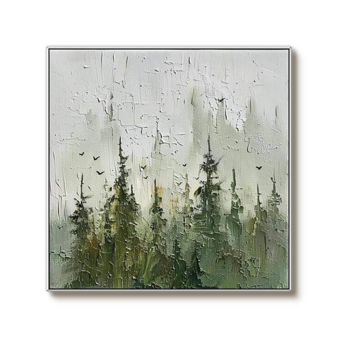Quiet Nature II - Large Green Abstract Canvas Art