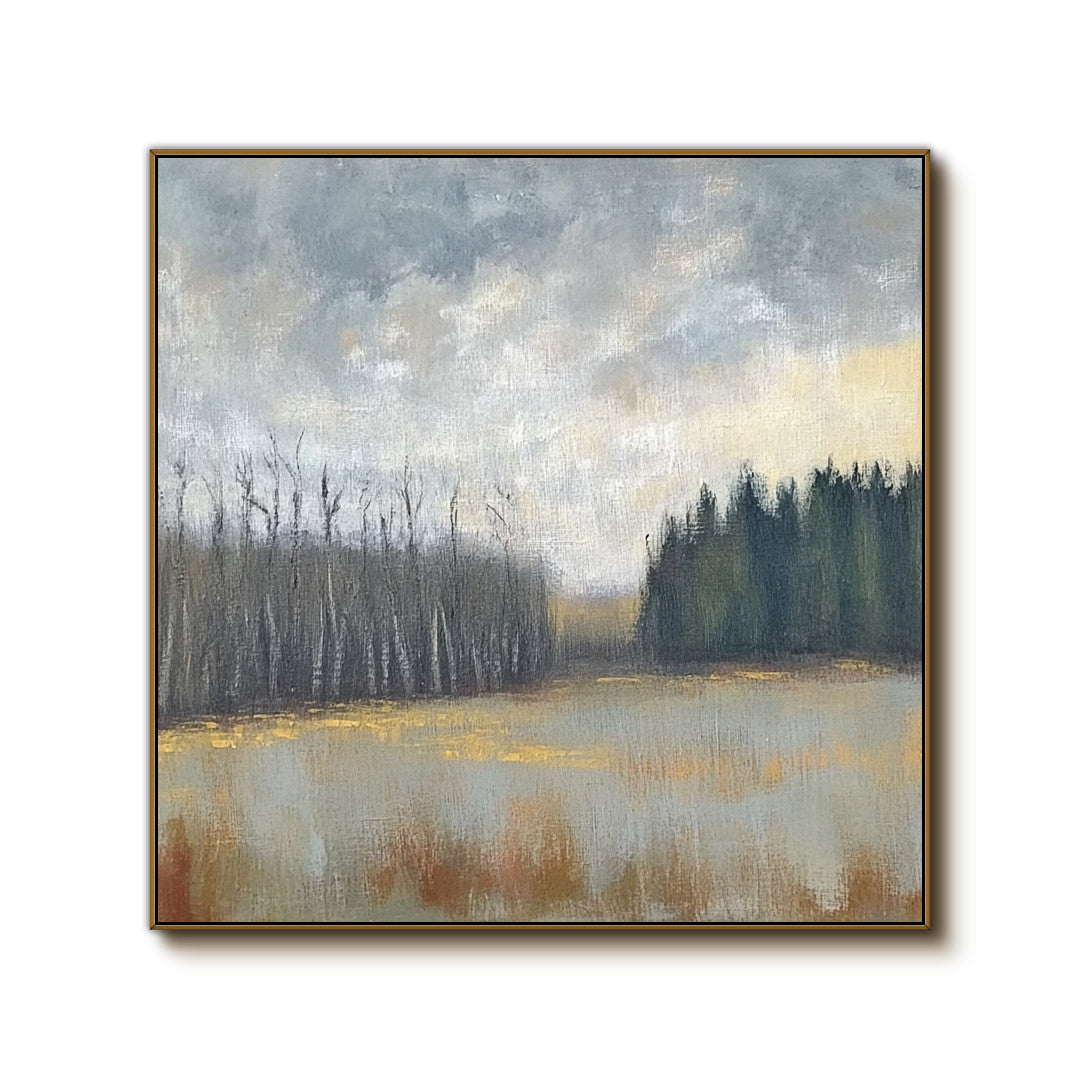 Woodland Solitude - Modern Impressionist Forest Landscape Wall Art