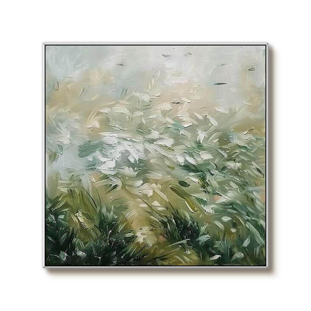 Catching The Wind - Green Abstract Wall Art Painting
