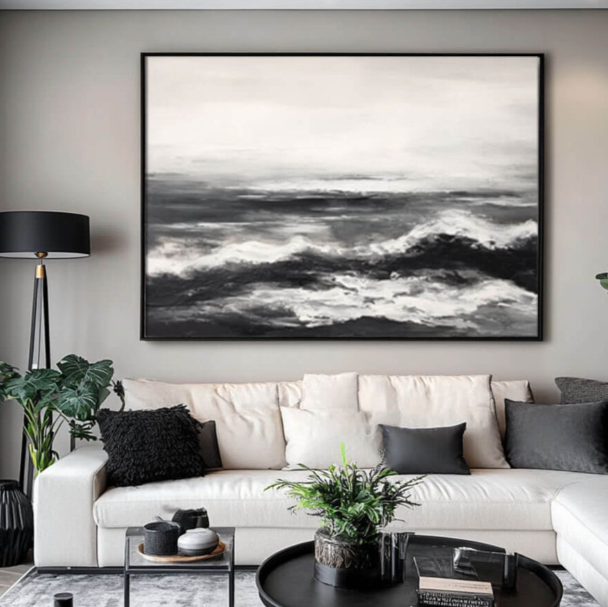 Sculpt - Black and White Abstract Art Painting