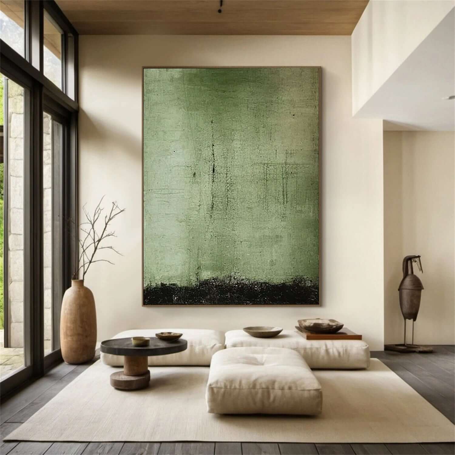Faint Realm of Green - Minimalist Green Abstract Wall Art