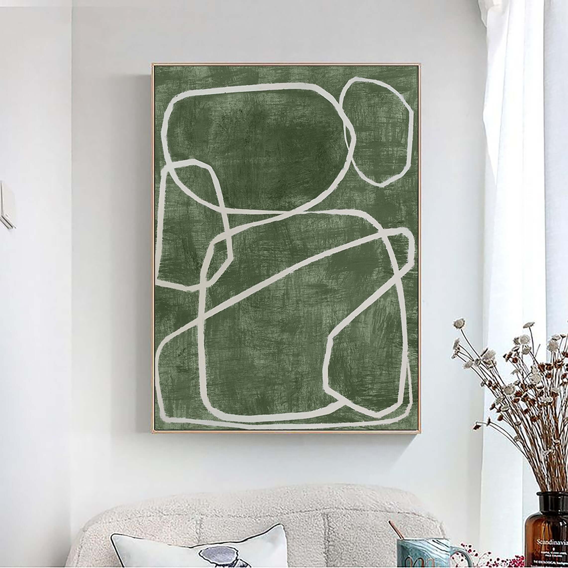 Erase I - Green Modern Minimalist Textured Wall Art