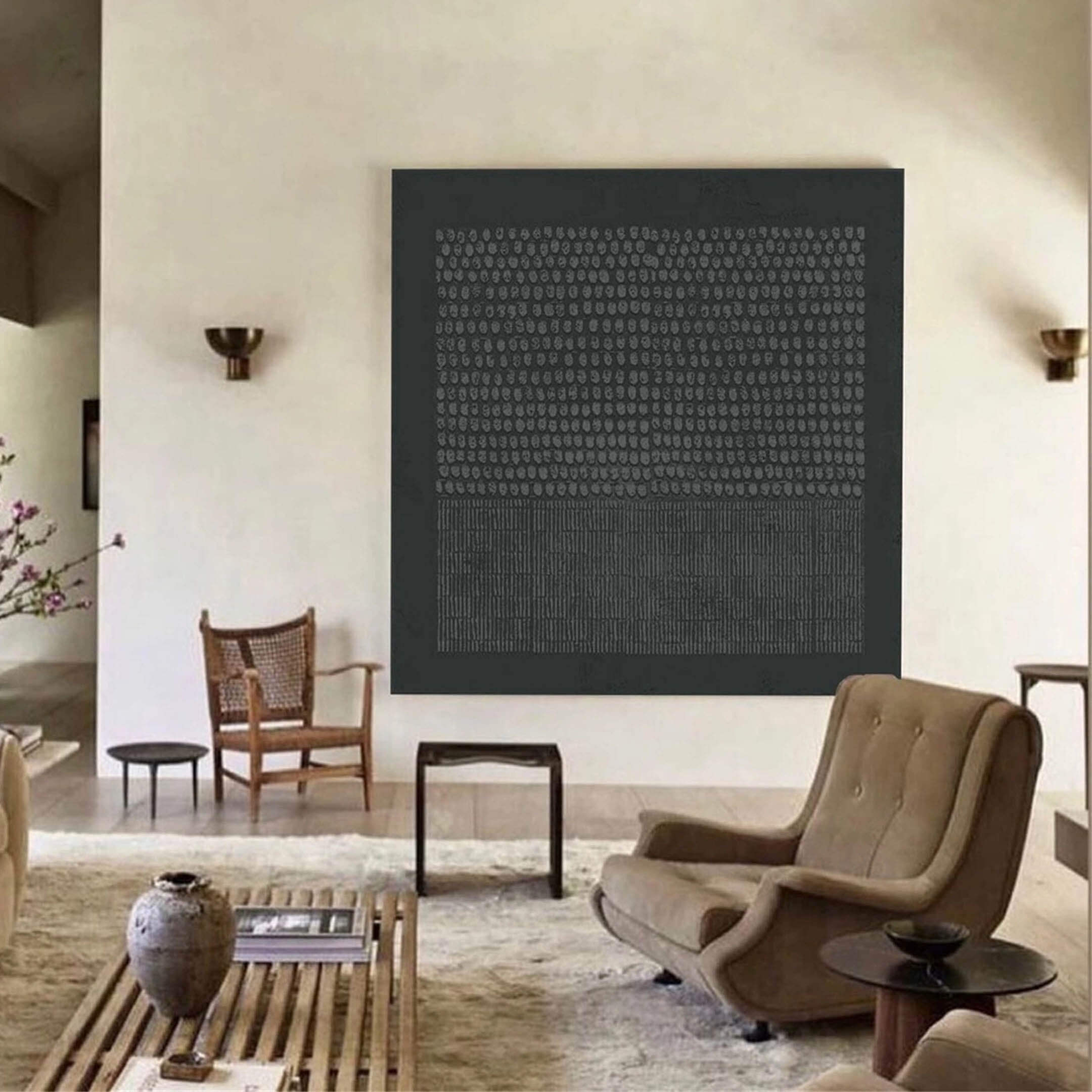 Unit and Level - Black Textured Abstract Wall Art