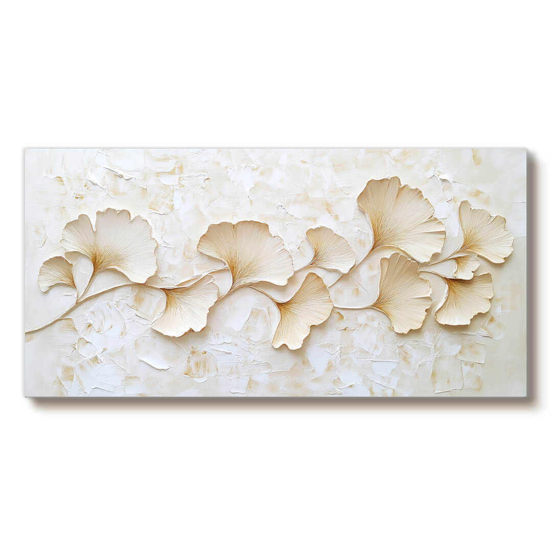 Golden Drift I - Modern Botanical Textured Canvas Painting