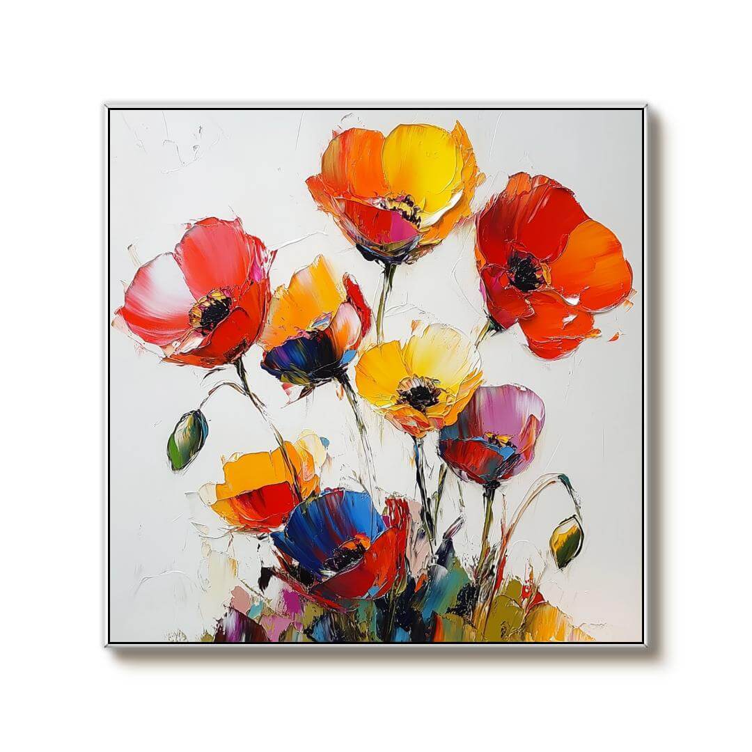 Bright and Bold Florals - Modern Textured Flowers Art Painting