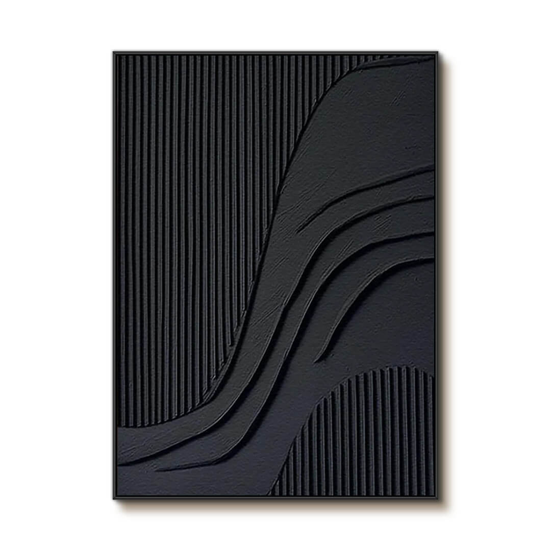 Geometric Nocturne - Large Minimalist Textured Wall Art