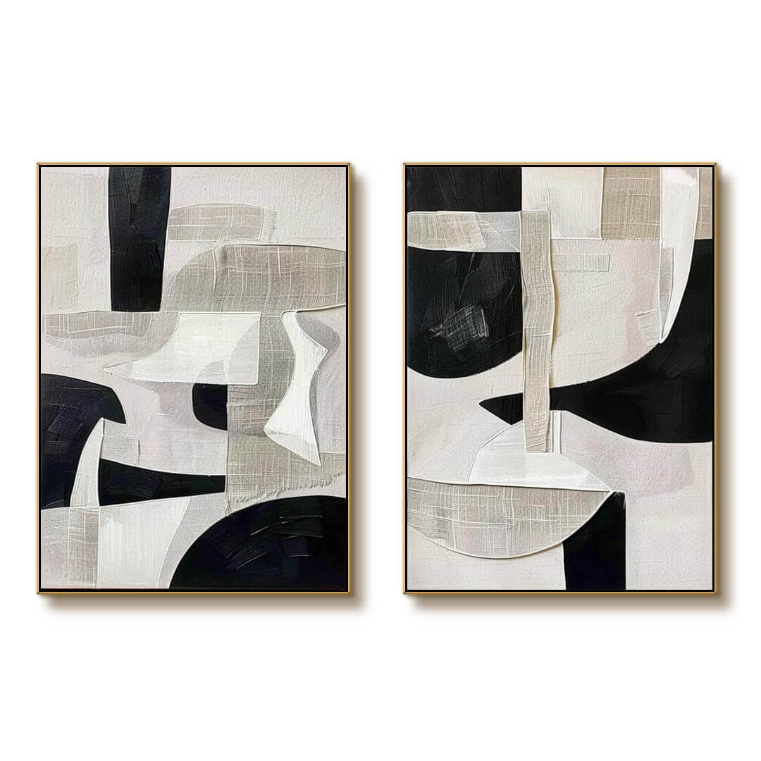 Fragmented Harmony - Modern Abstract Wall Art Set of 2