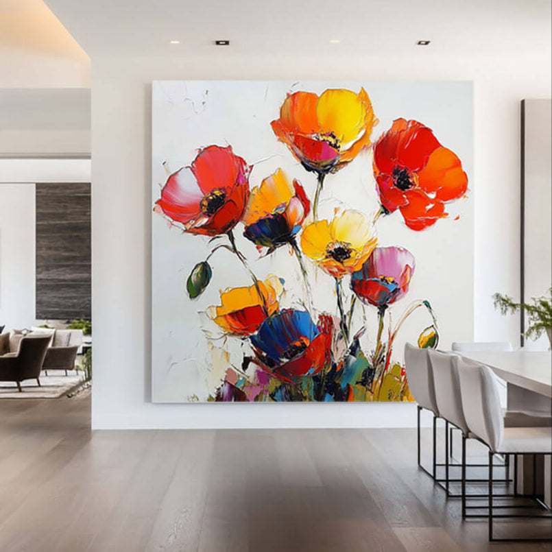 Bright and Bold Florals - Modern Textured Flowers Art Painting
