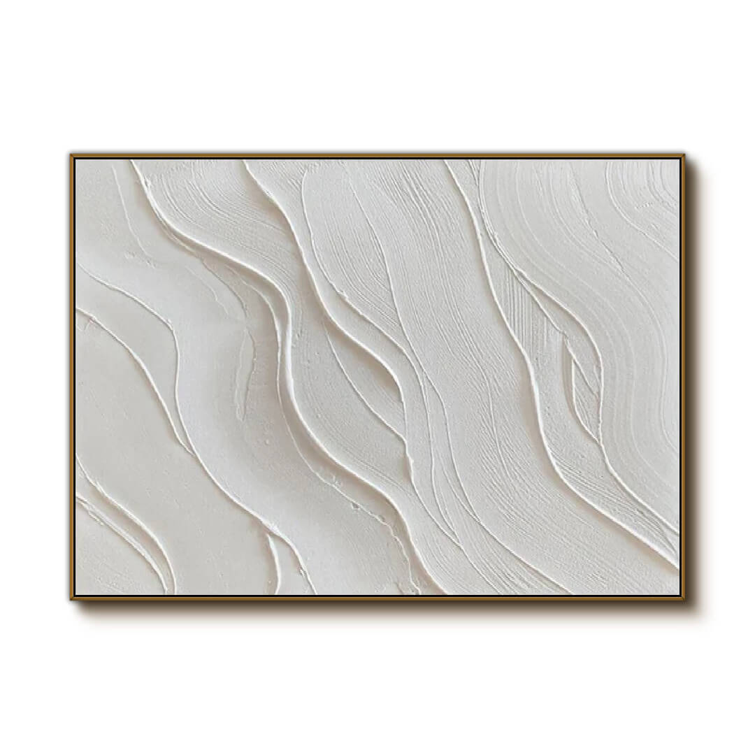 Surface Flow - Minimalist Textured White Wall Art