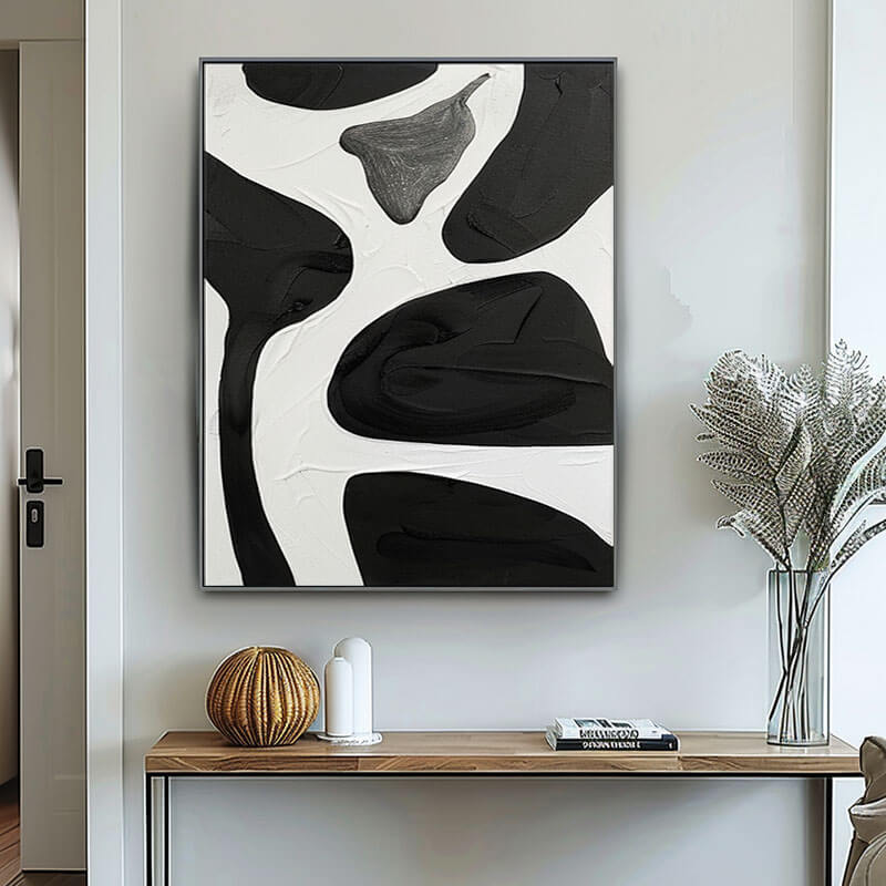 Vestiges of Creation - Black and White Abstract Art Painting