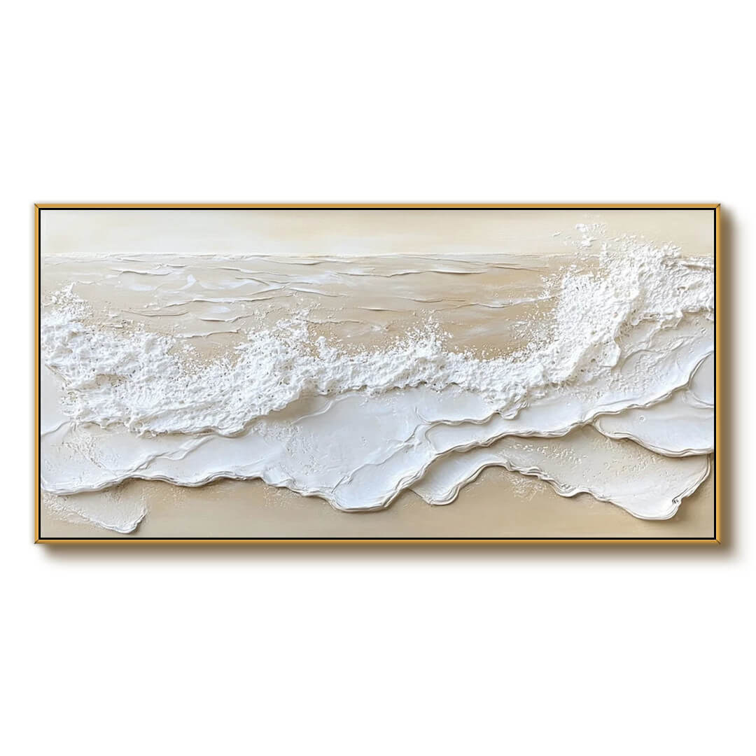 Coastal Wave - Plaster Textured Canvas Art Painting