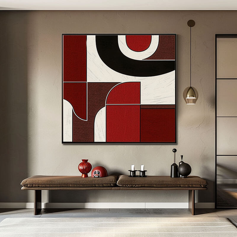 Composition with Red and Black - Original Abstract Art Painting
