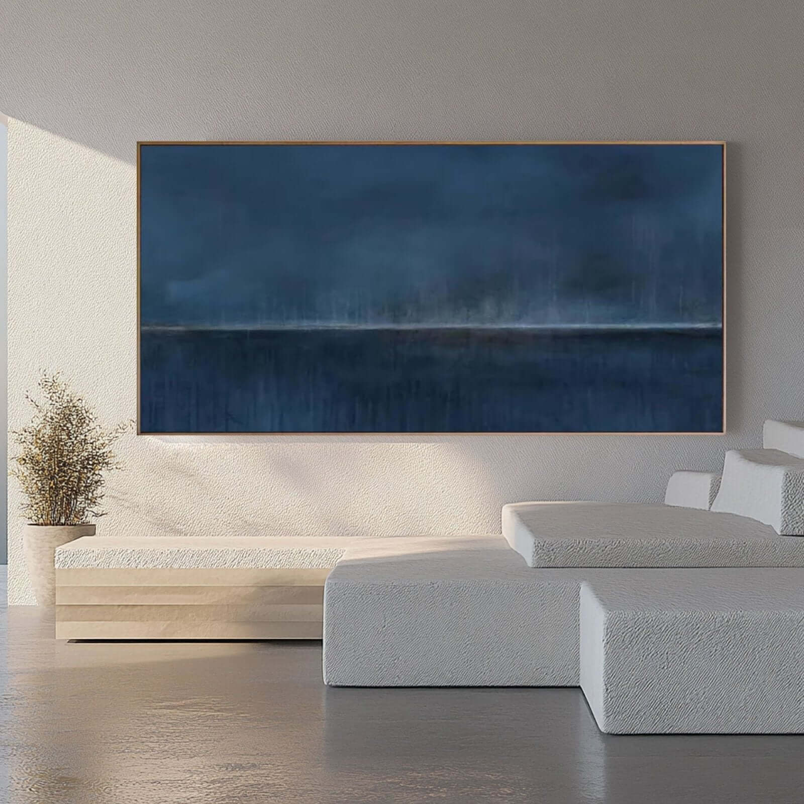 Blue Divide - Blue Modern Abstract Canvas Art