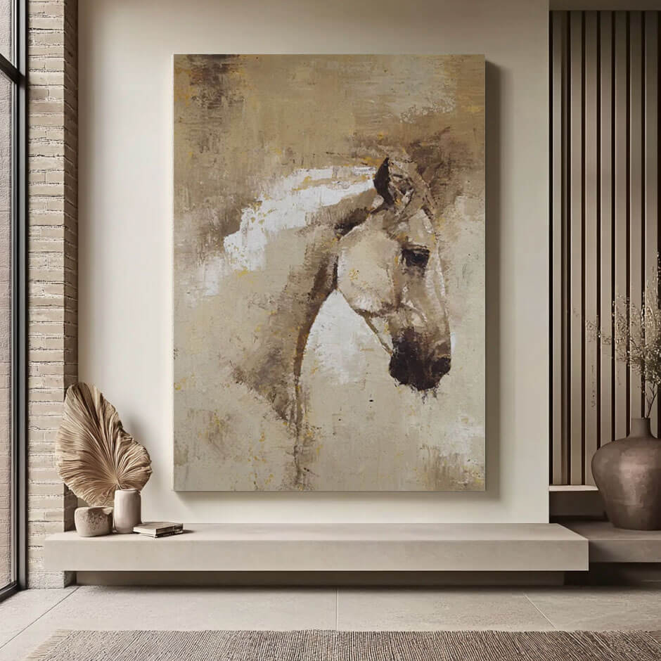 Windswept Hide - Hand-Painted Horse Portrait Canvas Wall Art