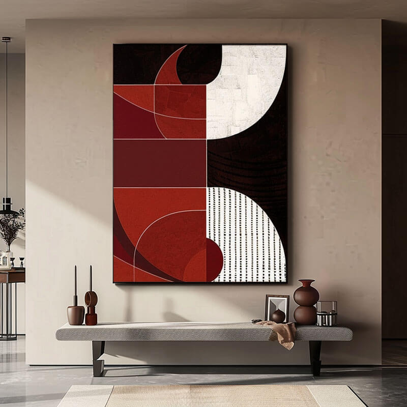 Composition I with Red and Black - Original Abstract Canvas Art Painting